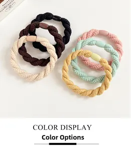 Détail de 6 élastiques à cheveux tressés à haute élasticité en diverses couleurs pastel