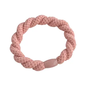 Élastique à cheveux torsadé rose clair, attache queue de cheval durable pour femme