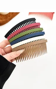 Close-up of matte textured resin hair side combs in various Morandi colors