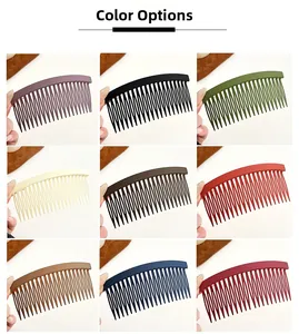 Matte finish hair comb clips shown in nine different colors for versatile styling