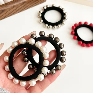 Élastiques à cheveux perlés avec perles métalliques pour queues de cheval chic