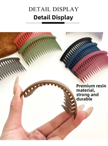 Detail of flexible resin hair comb showing high elasticity and various matte colors