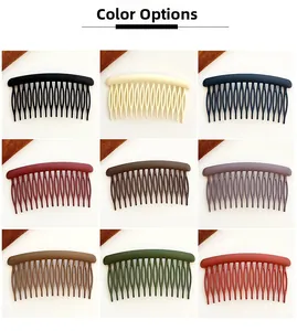 Grid display of minimalist matte hair combs in nine solid colors for hair styling