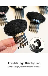 Macro detail of the non-slip hair comb teeth and colorful rhinestone floral design
