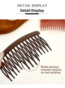 Macro detail of the matte brown hair comb showing wave-shaped teeth and smooth finish
