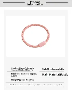 Detail view of pink ribbed elastic hair band with 3.5cm diameter for children hair styling