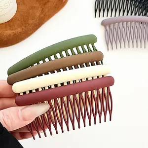 Matte finish multi-color side hair combs with curved anti-slip teeth for women