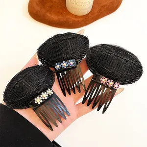 Lot de 3 peignes à cheveux antidérapants avec fleurs en strass pour volume crânien