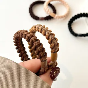 Thick woven high elasticity hair ties in earthy tones with stylish resin buckles
