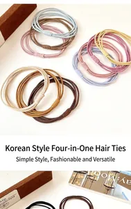 Detail of multi-strand high elastic hair ties in Morandi colors for women