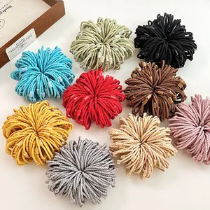 Set of colorful high elastic woven hair ties for children with plastic decorative buckles