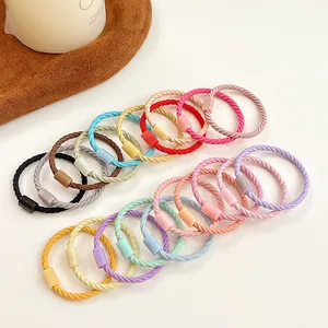 Colorful high elasticity spiral woven hair ties in macaron colors for kids and women