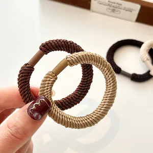 Thick high-elastic braided hair ties in brown and coffee tones for ponytails