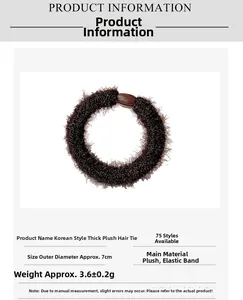 Macro detail of 7cm thick elastic plush hair tie with durable seamless connector