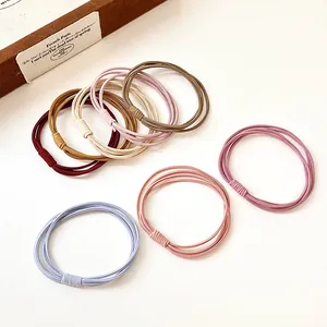 Lot de 9 élastiques à cheveux multibrins aux couleurs Morandi pour coiffures femmes