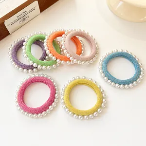Chouchous Künstliche Perles Haute Élasticité Pour Femmes Nylon Durable Texture Satinée Style Coréen Élégant Accessoires Cheveux