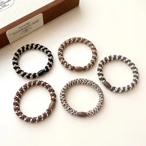High Elastic Braided Hair Ties For Women Nylon Thick Scrunchies Non Damaging Hair Ponytail Holders With Decorative Buckle Accessories