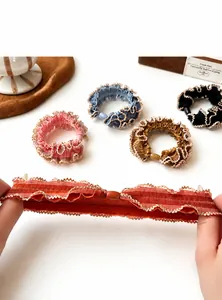 Close-up of wavy elastic hair bands showing durable fabric texture and high stretch