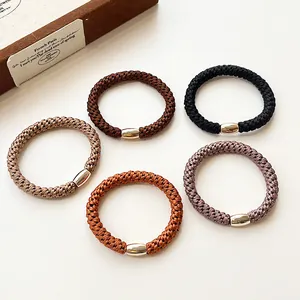 Women High Elastic Braided Hair Ties Ponytail Holders With Metal Buckle Durable Nylon Minimalism Hair Accessories