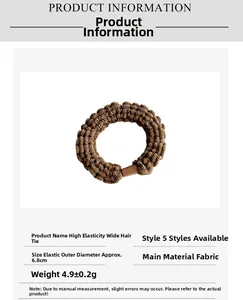 Detailed sizing and material information for brown elastic fabric hair scrunchies