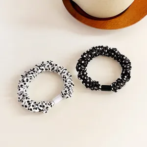 Elastico per Capelli Donna Pois Stile Coreano Minimalista Alta Elasticità Tessuto Plissettato Supporto per Coda di Cavallo