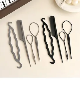 Set de herramientas de peinado con peine y accesorios para el cabello en gris