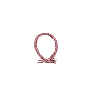 Pink purple braided hair tie with a small bow knot on a clean white background