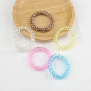 Elastici per Capelli a Spirale Cavo Telefonico Altamente Elastici Trasparenti Colorati Anelli per Capelli per Donne Ragazze Accessori