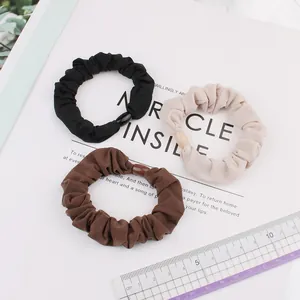 Korean Style Fabric Pleated Scrunchie Simple Solid Color High Elastic Hair Tie For Women Daily Casual Headwear Accessory