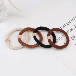 Hochelastische Haltbare Geflochtene Haargummis Mit Strass Geometrische Metallperle Eleganter Haarschmuck Für Damen