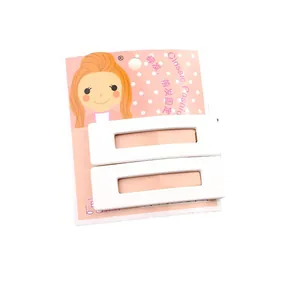 Lot de deux barrettes rectangulaires blanches pour infirmières sur carte rose à pois