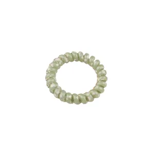 Light green polka dot spiral hair tie with high elastic phone cord design