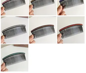 Detailed set of large rhinestone hair combs in seven vibrant colors for elegant styling