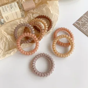 Frosted Telephone Wire Hair Ties Matte Spiral Hair Rings For Women High Elastic Seamless Coffee Palette Hair Accessories