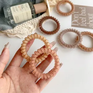 Frosted coffee tone spiral hair ties in high elasticity matte finish set for high ponytails