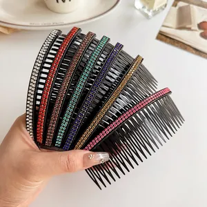 Fashion Rhinestone Hair Side Combs Large Plastic Hair Inserts Non-Slip Hair Clips For Women Daily Styling Accessories