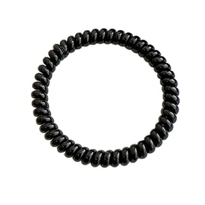 Elastisches schwarzes Spiralhaargummi im Telefonkabel-Design für Damenpferdeschwänze