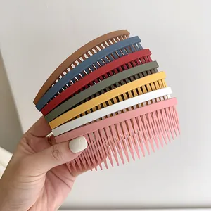 Set of seven colorful matte hair side combs for styling and securing bangs in various shades