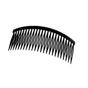 Black matte curved hair side comb with fine teeth for securing bangs and stray hair