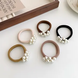 Koreaanse Stijl Minimalistische Parel Haarelastiek Hoge Elasticiteit Naadloze Rubberen Band Voor Vrouwen Meisjes Elegante Haaraccessoires