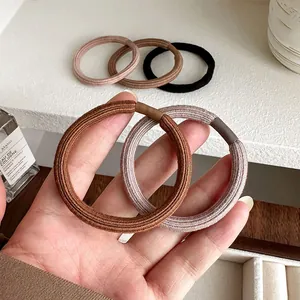 Thick high elasticity seamless ribbed hair ties in earthy Morandi colors for women