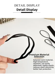 Detailed macro view showing the flexible resin hair tool kit with anti-slip inner teeth