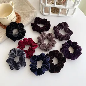 Large Velvet Scrunchies High Elastic Hair Ties Soft Solid Color Ponytail Holder For Women Girls Elegant Hair Accessories