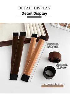 Detail display of a 21.2cm synthetic hair bun maker tool in various natural colors