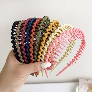 Serre-Tête Ondulé Mat Avec Dents Antidérapantes Couleurs Morandi Bandeau Cheveux Flexible Femme Lavage Visage Accessoires Cheveux