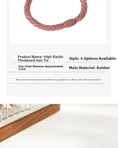 Close-up of pink high-elasticity braided hair tie with a smooth matching plastic connector