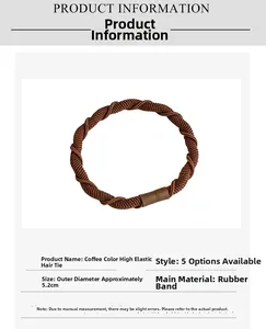 Detail showing deep brown high-elastic spiral hair tie with a durable leather joint