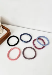 Set of six durable high-elasticity braided hair ties in multiple colors with matching buckles