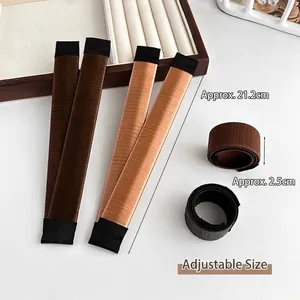 Hair bun maker set in brown and black fiber, flexible 21.2cm styling tool for women