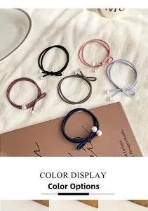 Détails d'un lot de six chouchous élastiques colorés avec perles élégantes doubles
